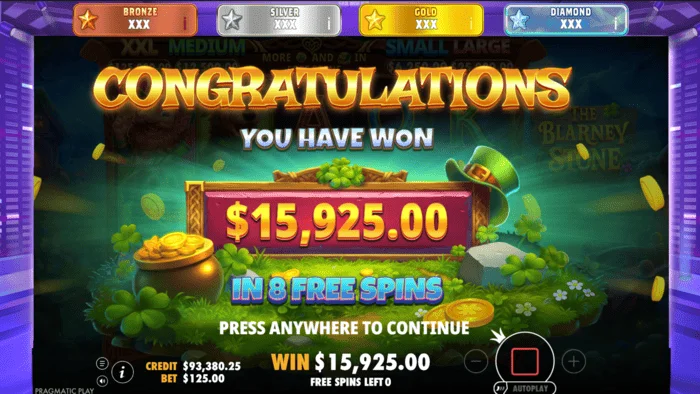 The Blarney Stone - câștig total în runda bonus